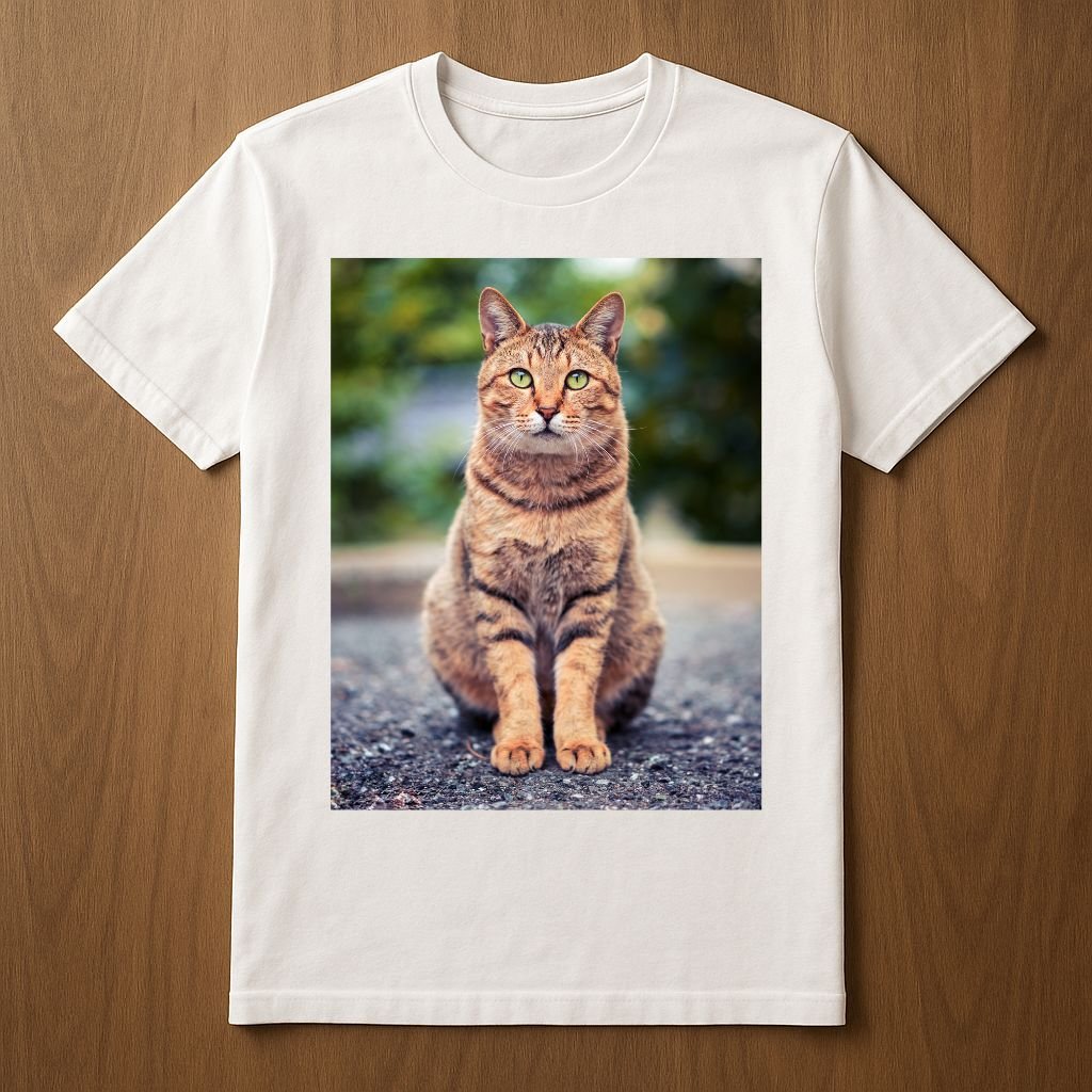T-shirt with a focused cat