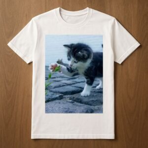 T-shirt with a playful kitten