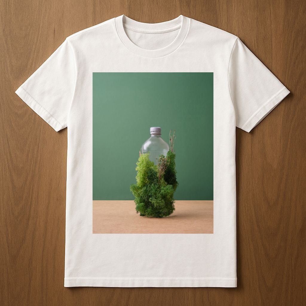 T-shirt with mossy bottle